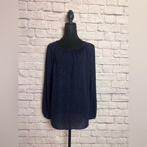 LOFT Sheer Top with Leopard Print size L